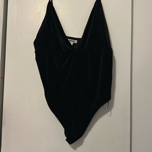 Black womens velvet bodysuit